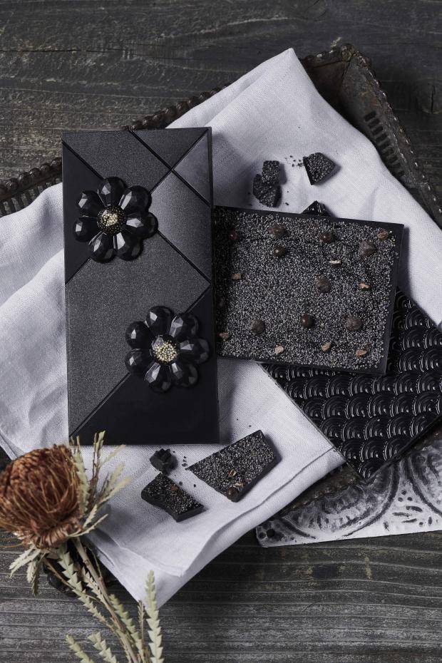 black chocolate bar, black chocolate tablet, goth food, black cocoa powder, black food, black dessert